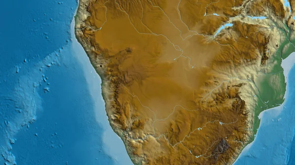 Close Arelief Map Centered Namibia — Stock Photo, Image
