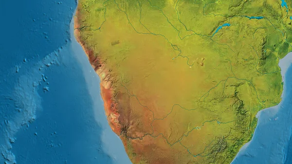 Gros Plan Carte Atopographique Centrée Sur Namibie — Photo