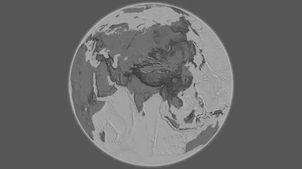 Bilevel globe map centered on Nepal