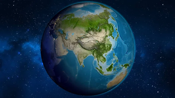 Satellite globe map centered on Nepal
