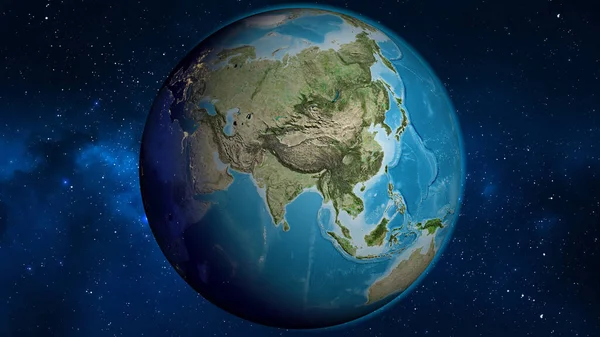 Satellite globe map centered on Nepal