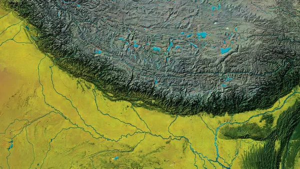 Närbild Atopografisk Karta Med Centrum Nepal — Stockfoto