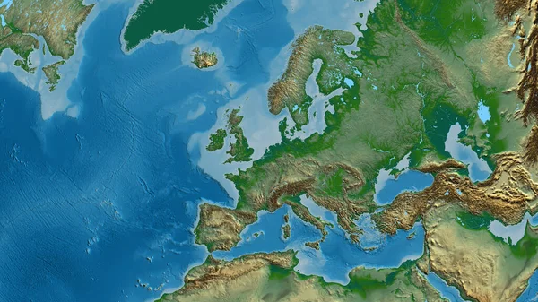 以荷兰为中心的物理世界地图 — 图库照片