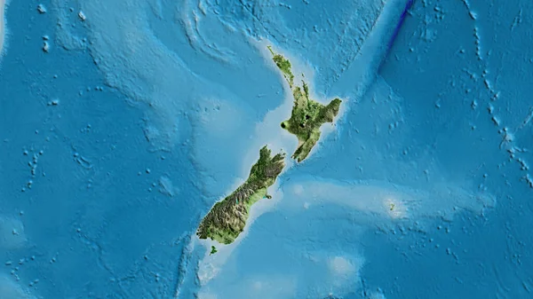 Zbliżenie Mapy Satelitarnej Skupionej Nowej Zelandii — Zdjęcie stockowe