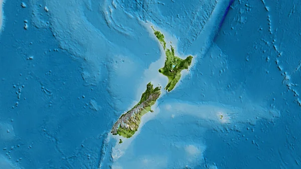Zbliżenie Mapy Satelitarnej Skupionej Nowej Zelandii — Zdjęcie stockowe