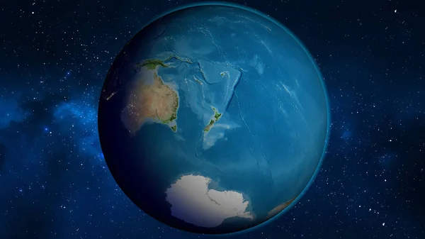 Mappa Del Globo Satellitare Incentrata Sulla Nuova Zelanda — Foto Stock