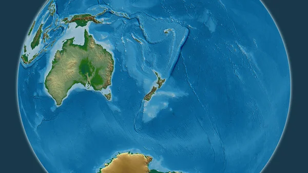 Physical Map Centered New Zealand Neighborhood Area — Stock Photo, Image