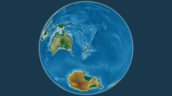 Carte Physique Globe Centrée Sur Nouvelle Zélande — Photo
