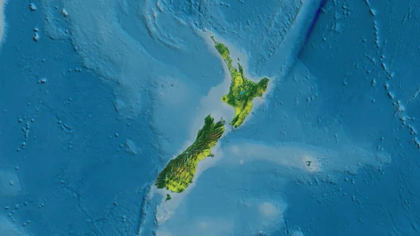 Nahaufnahme Einer Atopographischen Karte Mit Neuseeland Zentrum — Stockfoto