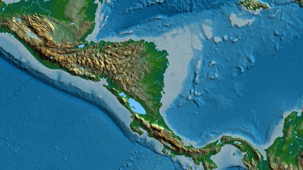 Nahaufnahme Einer Physikalischen Landkarte Mit Nicaragua Zentrum — Stockfoto