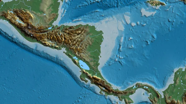 Крупним Планом Мапа Рельєфу Зосереджена Нікарагуа — стокове фото