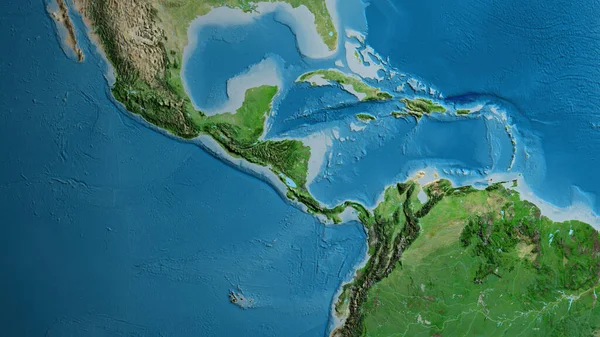 以尼加拉瓜邻近地区为中心的卫星地图 — 图库照片