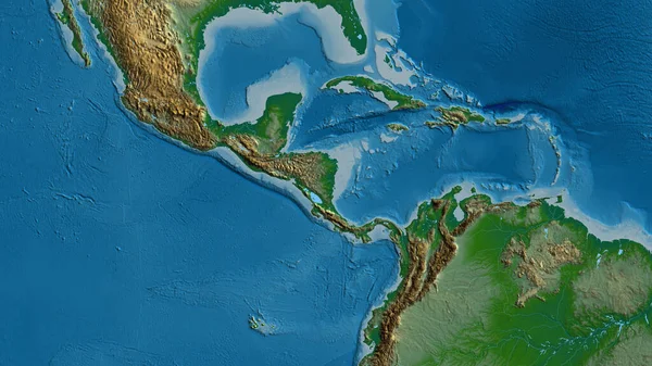 Physikalische Landkarte Mit Schwerpunkt Auf Nicaragua — Stockfoto