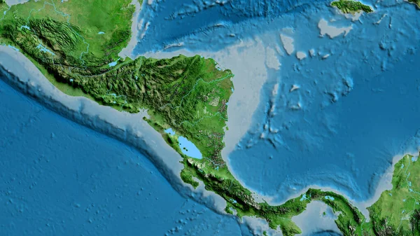 Gros Plan Carte Asatellite Centrée Sur Nicaragua — Photo