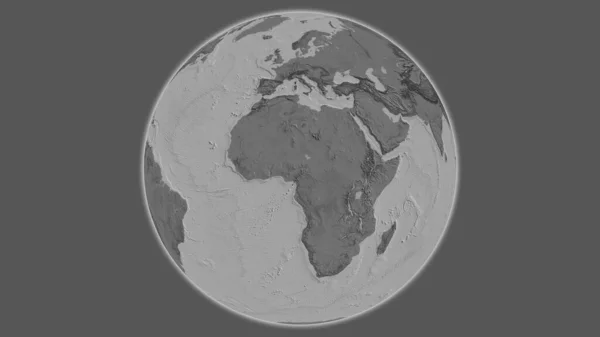 以尼日利亚为中心的Bilevel全球地图 — 图库照片