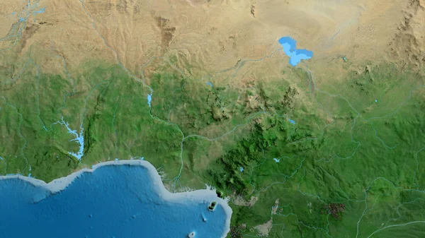 Närbild Asatellit Karta Med Centrum Nigeria — Stockfoto