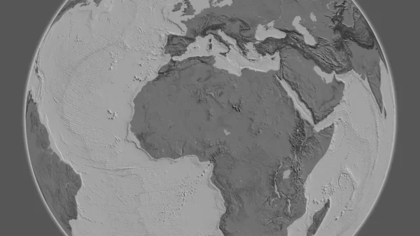 Bilevel globe map centered on Niger
