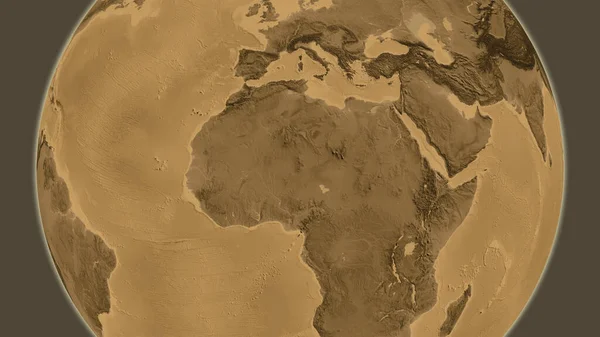 Sepia Mapa Globo Elevação Centrada Níger — Fotografia de Stock