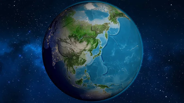Mappa Del Globo Satellitare Incentrata Sulla Corea Del Nord — Foto Stock
