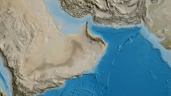 オマーンを中心とした衛星地図のクローズアップ — ストック写真