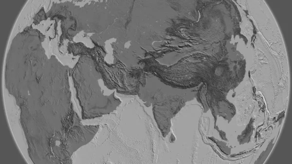 以巴基斯坦为中心的Bilevel全球地图 — 图库照片