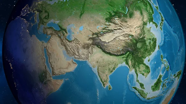 Satellite globe map centered on Pakistan