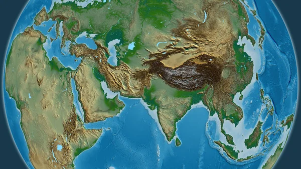 Physical globe map centered on Pakistan