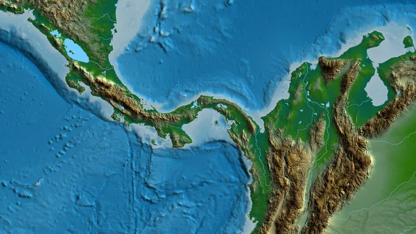 Close Van Een Natuurkundige Kaart Rond Panama — Stockfoto