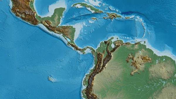 Relief Kaart Gecentreerd Panama Buurt Gebied — Stockfoto