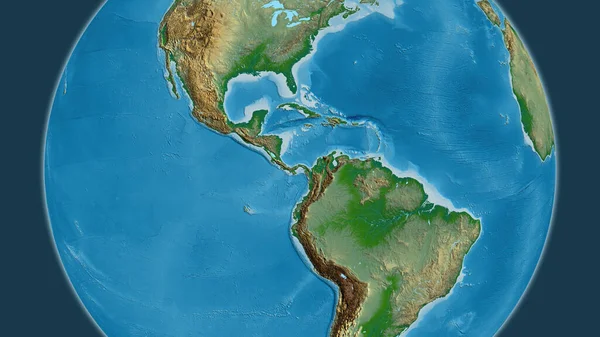 Карта Фізичного Глобусу Центром Панамі — стокове фото
