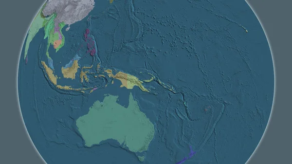 以巴布亚新几内亚邻近地区为中心的行政地图 — 图库照片