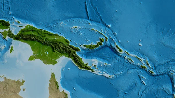 Plan Rapproché Carte Asatellite Centrée Sur Papouasie Nouvelle Guinée — Photo