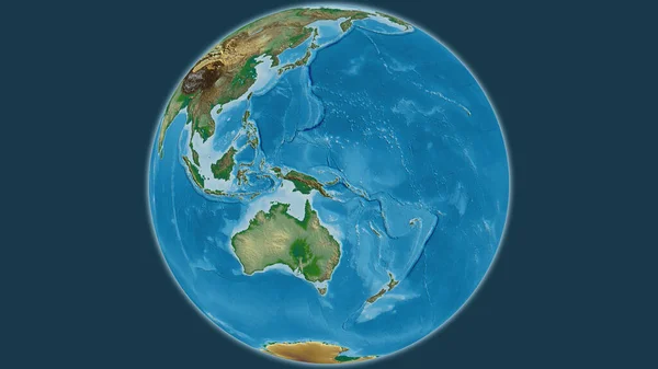 Fyzická Mapa Glóbu Soustředěná Papuu Novou Guineu — Stock fotografie