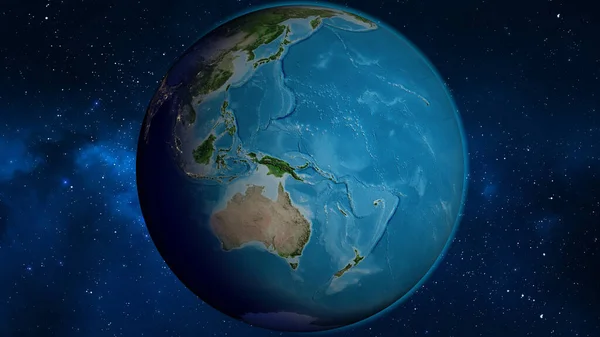 Satellitenweltkarte Mit Papua Neuguinea Zentrum — Stockfoto