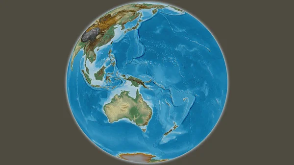 Relief Weltkarte Mit Papua Neuguinea Zentrum — Stockfoto