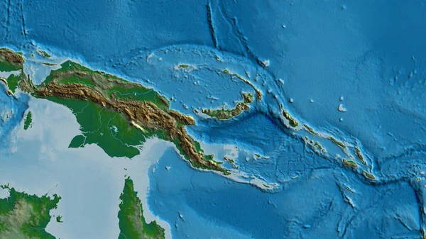 Gros Plan Carte Aphysique Centrée Sur Papouasie Nouvelle Guinée — Photo