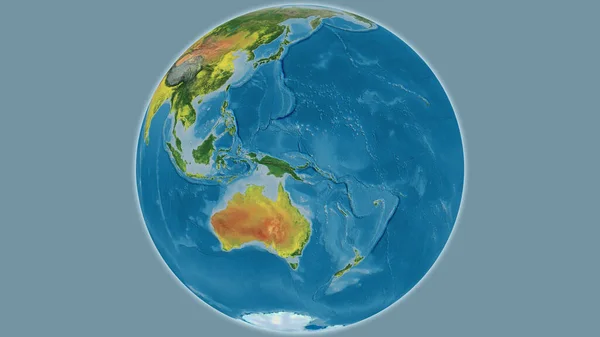 Mappa Topografica Del Globo Incentrata Sulla Papua Nuova Guinea — Foto Stock