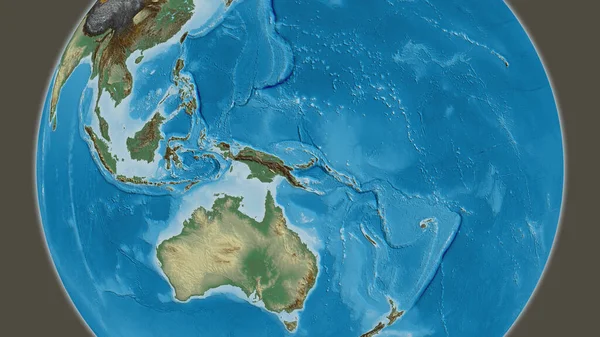 以巴布亚新几内亚邻近地区为中心的救济地图 — 图库照片