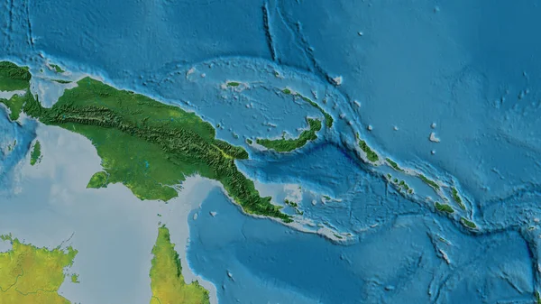 Gros Plan Carte Atopographique Centrée Sur Papouasie Nouvelle Guinée — Photo