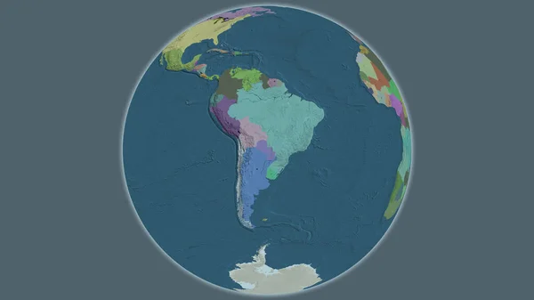 以巴拉圭为中心的全球行政地图 — 图库照片