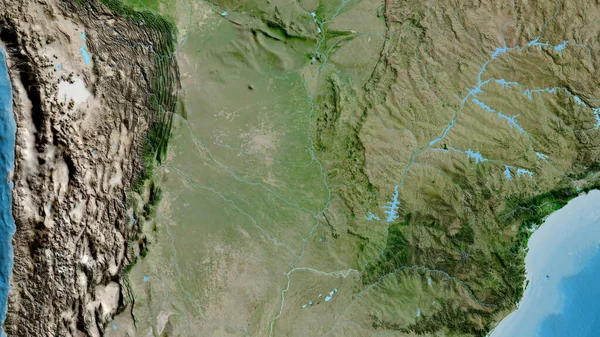 パラグアイを中心とした衛星地図のクローズアップ — ストック写真
