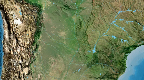 Închiderea Hărții Din Satelit Centrată Paraguay — Fotografie, imagine de stoc