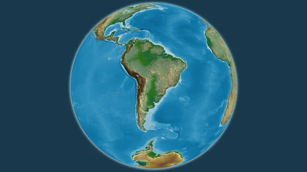 Carte Physique Globe Centrée Sur Paraguay — Photo