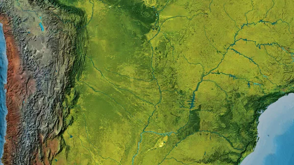 Primer Plano Del Mapa Atopográfico Centrado Paraguay —  Fotos de Stock