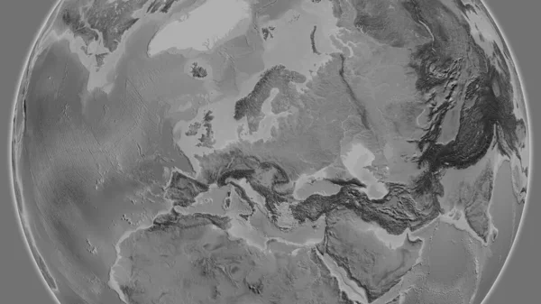Grayscale Globe Map Centered Poland — Stock Photo, Image