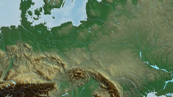 Zbliżenie Krótkiej Mapy Skupionej Polsce — Zdjęcie stockowe