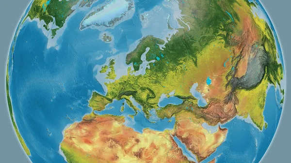 Topografische Weltkarte Mit Polen Zentrum — Stockfoto