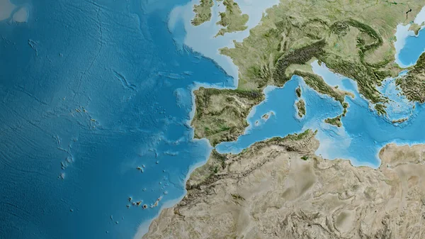 以葡萄牙邻近地区为中心的卫星地图 — 图库照片