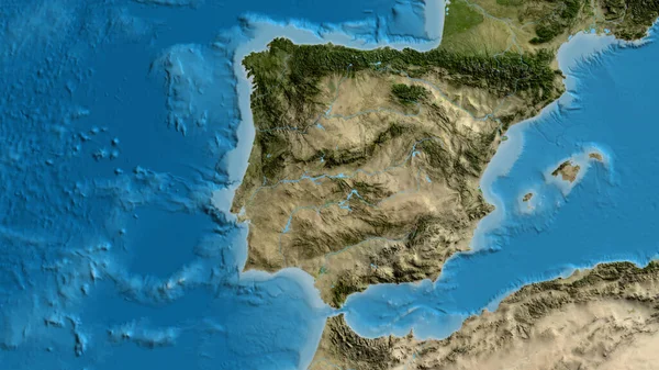 ポルトガルを中心とした衛星地図のクローズアップ — ストック写真