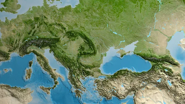 以罗马尼亚邻近地区为中心的卫星地图 — 图库照片